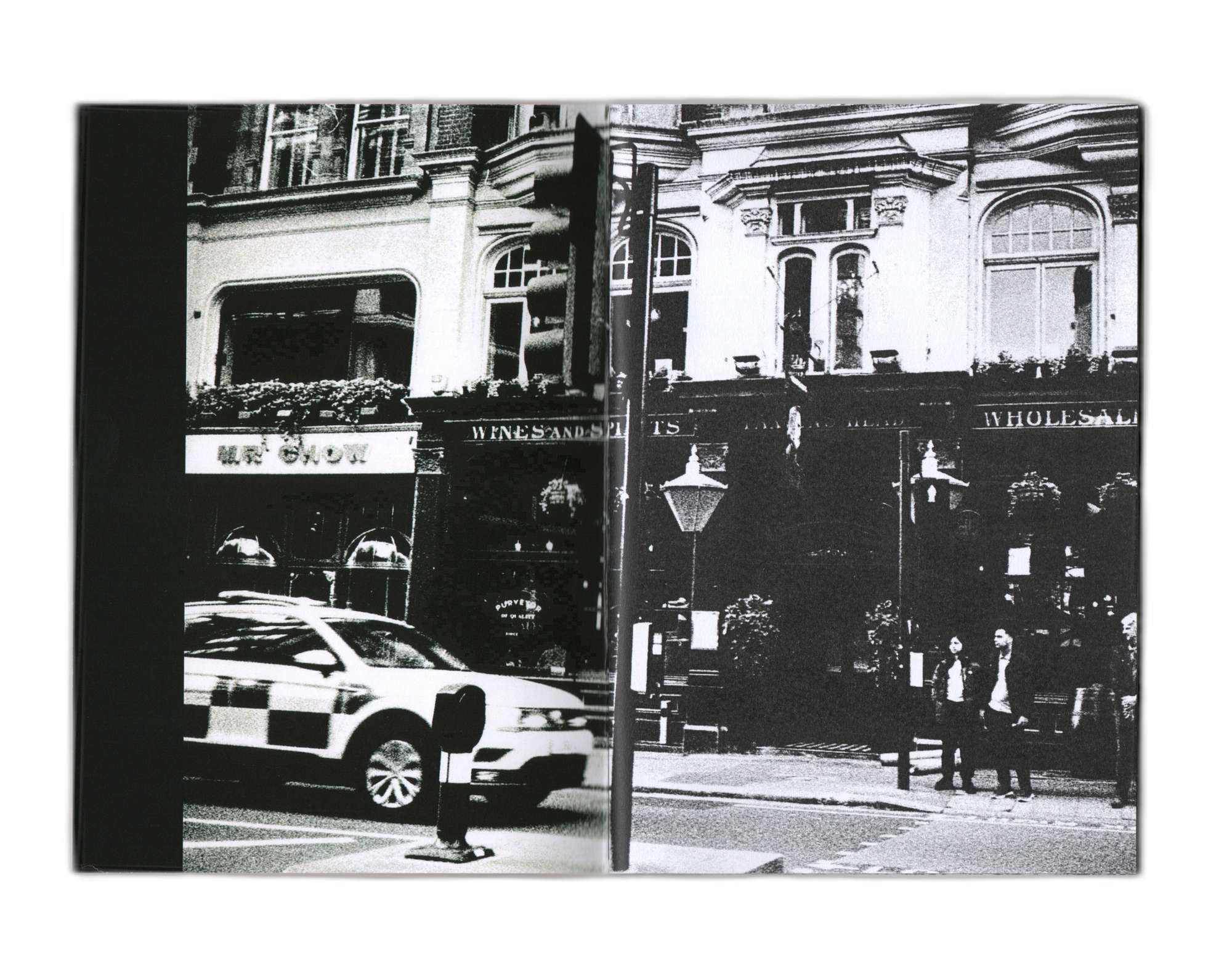 Zine spread of a police car.