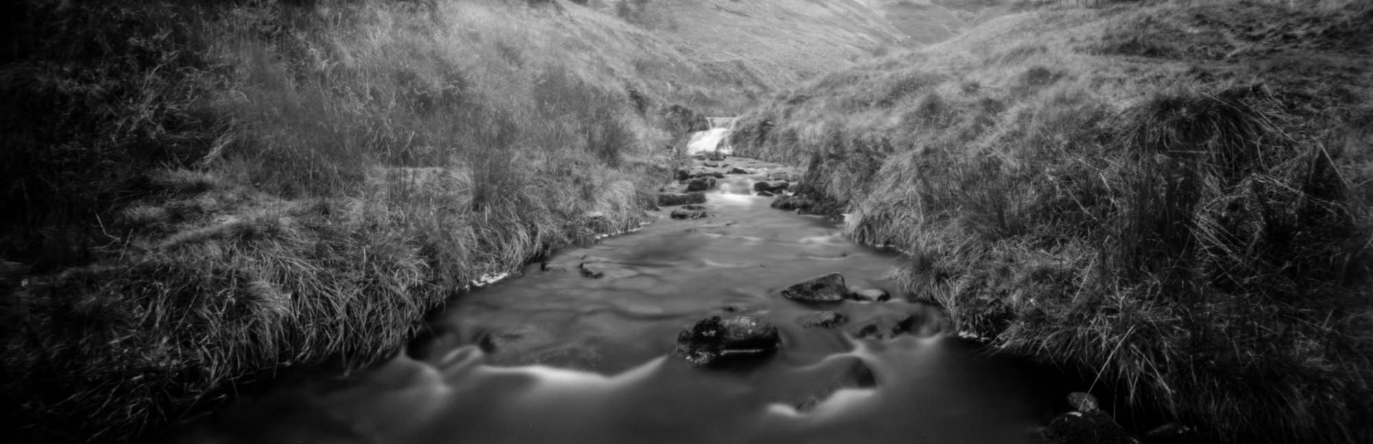 pinhole of kinderscout stream, peak district.