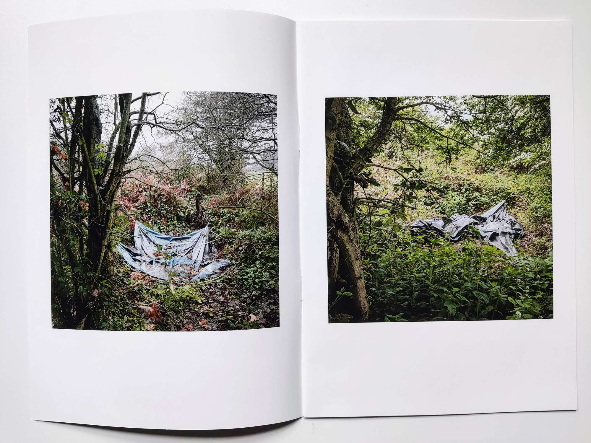 Zine/photobook. A wet collapsed tent